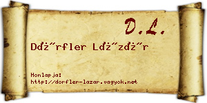 Dörfler Lázár névjegykártya